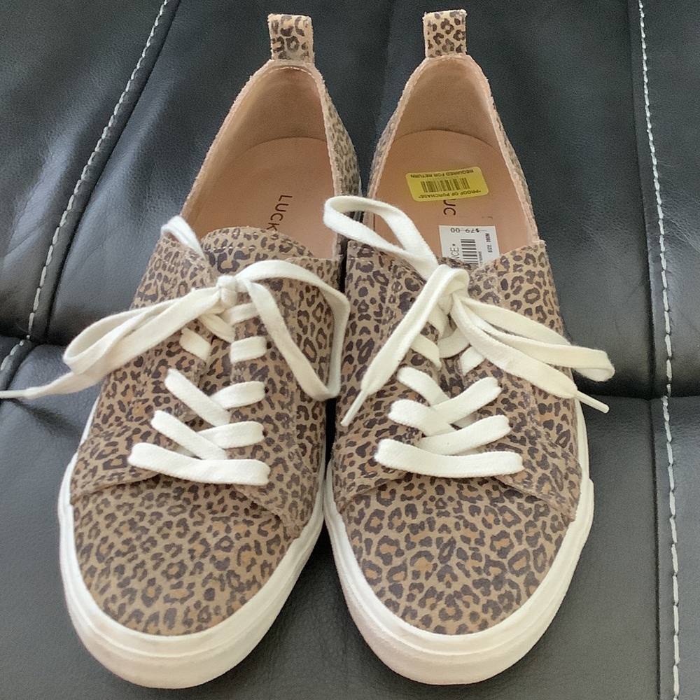 Lucky Brand Tan Leopard Print Sneakers